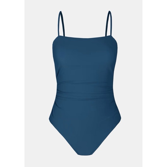 CUPSHE Womens XS Dark Blue Sandy Daze One Piece Swimsuit Square Neck Tummy Contr - Picture 3 of 6